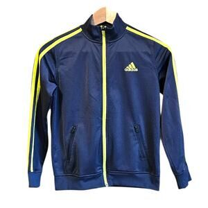 Adidas Boy's Full Zip Sweatshirt Grey Yellow Size Small (8)